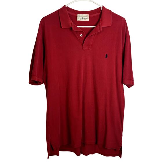 Vintage Ralph Lauren Polo Mens Size Large Red with Navy Horse 1980s - Picture 1 of 4